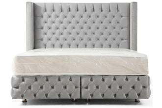 Lit Coffre clouté gris