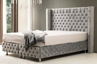 Lit Coffre clouté gris