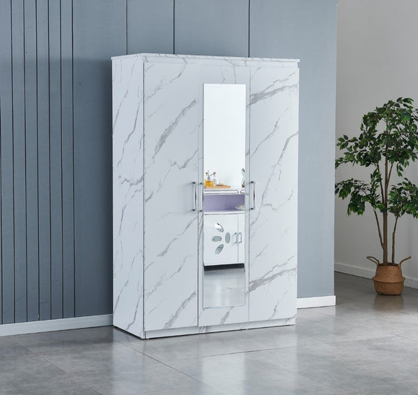 Armoire 3 Portes Marbre Blanc