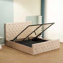 LIT COFFRE VICTORIA CAPITONNE AVEC DIAMANT VELOURS BEIGE