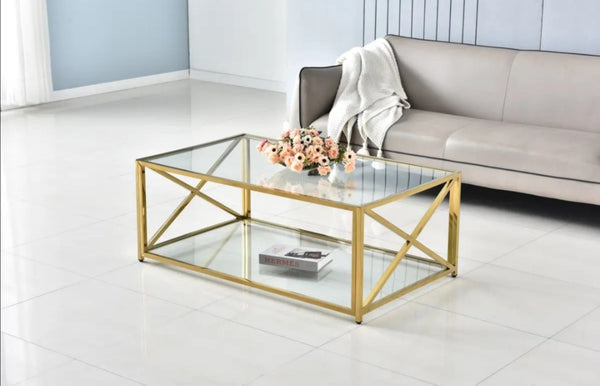 Table Basse Kensy Gold Transparent 120x70 CM