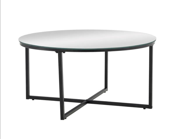 Tabl Basse Lorie Pied Metal Noir Miroir 90 CM