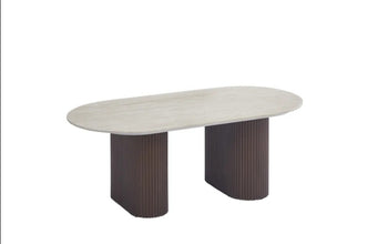 Table Basse Roxy Pied Noyer Ceramique 120x60x45 CM