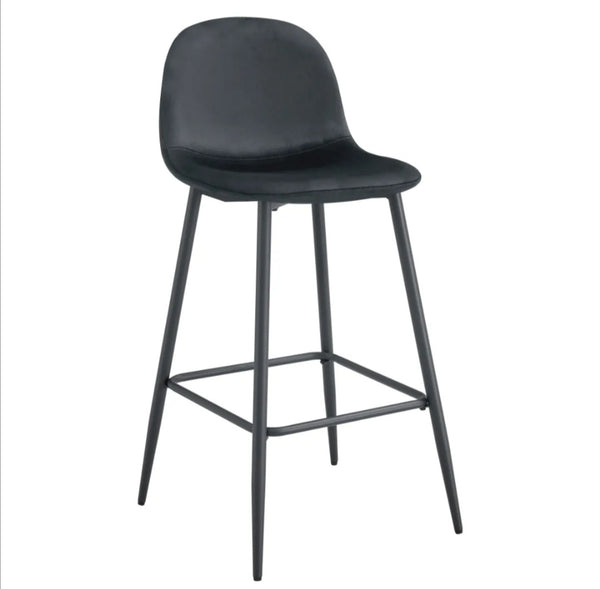 Tabouret de Bar Scandinave Pied Noir Velours