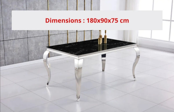 Table Repas Baroque Pied Chrome 180x90x75 CM