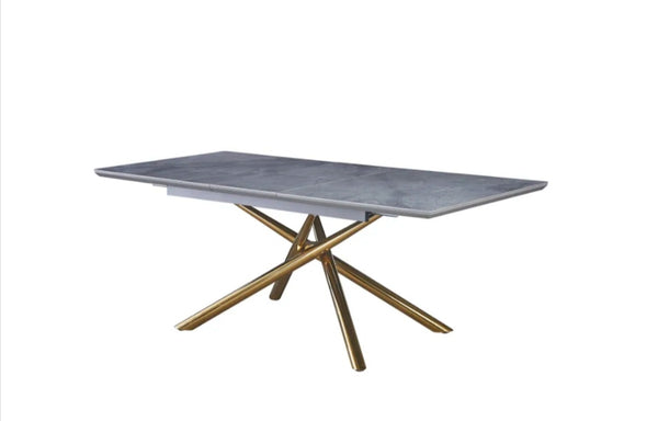 Table Extensible a Rallonge Zephir Pied Gold Ceramique 160/200