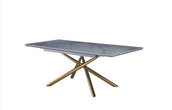 Table Extensible a Rallonge Zephir Pied Gold Ceramique 160/200
