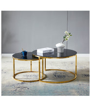 Table Basse Gigogne Duo Bois Pied Dore