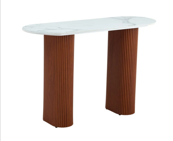 Console Roxy Plateau Ceramique Pied Noyer