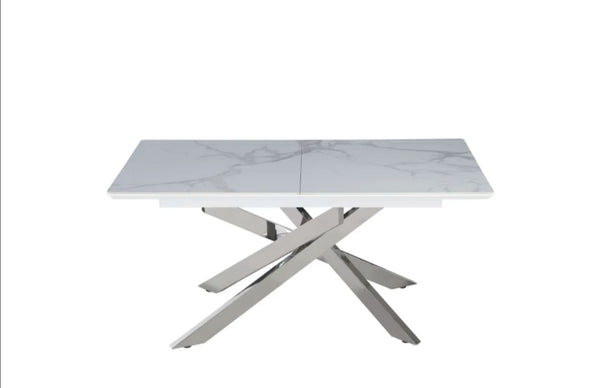 Table Extensible a Rallonge Agathe Pied Chrome Ceramique 160/200