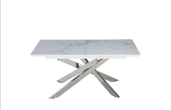 Table Extensible a Rallonge Agathe Pied Chrome Ceramique 160/200
