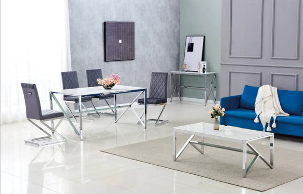 Table Basse Majestique Chrome Verre 120x60x45 CM