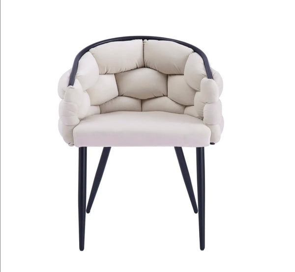 Chaise Ballon Pied Metal Noir Beige