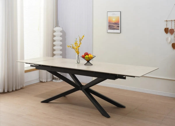 Table Extensible NANA Pied Metal Noir Ceramique 180/260x90x76 CM