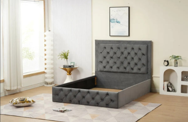 Cadre de Lit Roma 160x200 CM Velours Anthracite Vendu Sans SOM