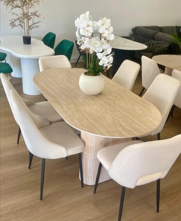 Table a Manger Roxy Pied Effet Travertin 160x90 CM