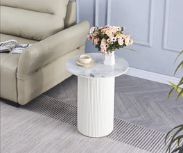 Gueridon Valmy Plateau Ceramique Pied Beige