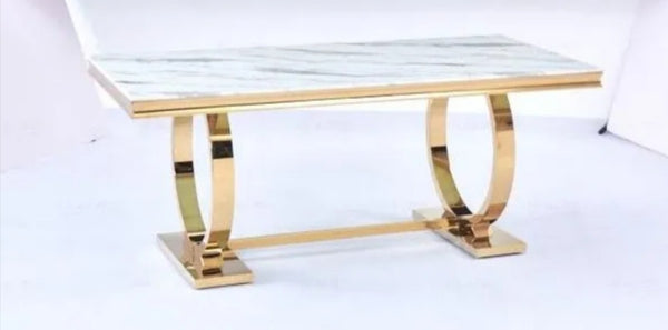 Table Basse Omega Gold Marbre Blanc 120x60 CM