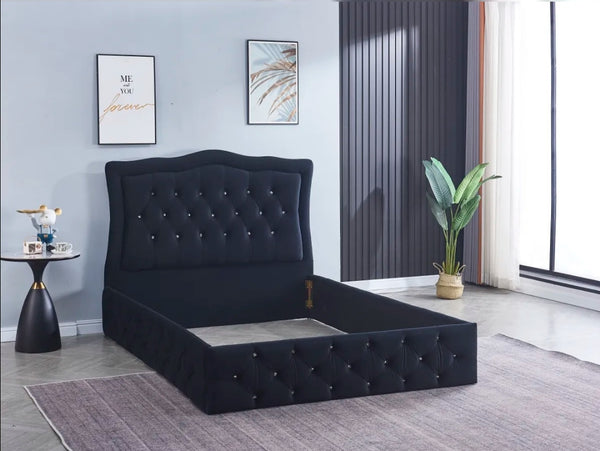 Cadre de Lit Trend 140x190 CM Velours Noir Vendu Sans Sommier