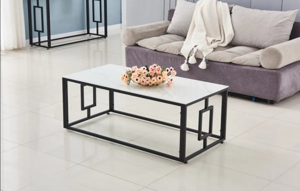 Table Basse Sophie Metal Marbre Blanc 120x60x45 CM