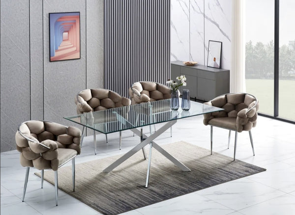 Table Rectangulaire Jessica Chrome Transparent 180x90x75 CM
