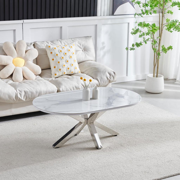 Table Basse Ceramique Ophelia Pied Argent