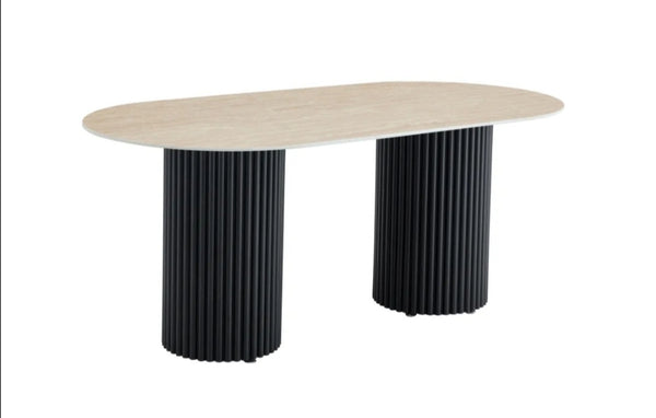 Table a Manger Keysha Pied Metal Noir Ceramique 180x90 CM