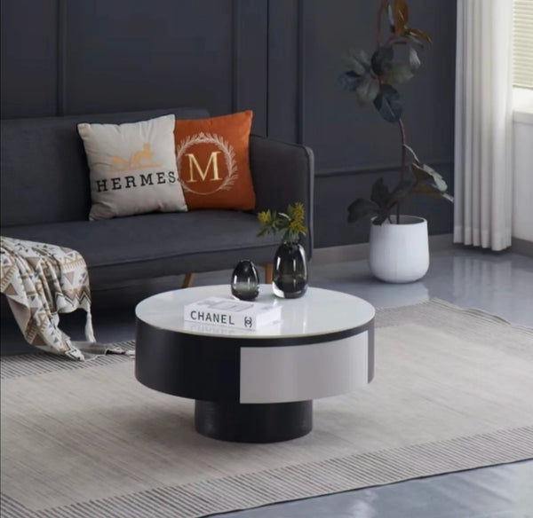 Table basse Tornado Avec Tiroir En Noir Blanc 80x40 CM