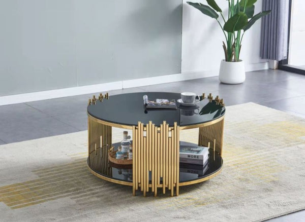 Table Basse Romeo Rond Pied Dore