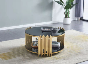 Table Basse Romeo Rond Pied Dore
