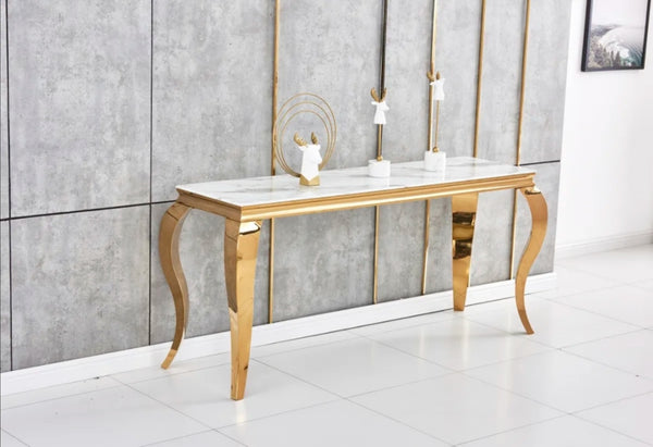 Console Baroque Gold Marbre Blanc 110x50x85 CM