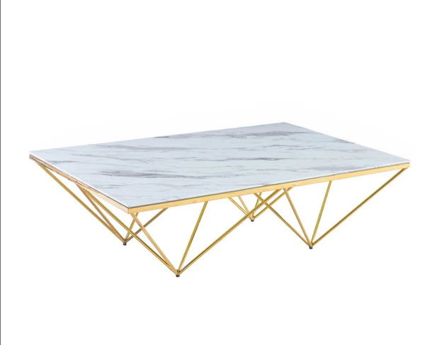 Table Basse Dita Gold Marbre Blanc