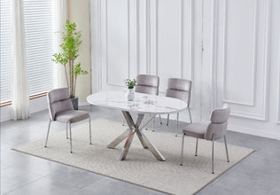 Table a Manger Ceramique Ophelia 2m Pied Argent