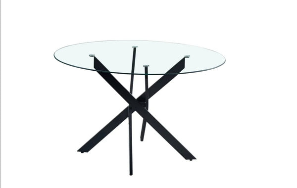 Table Repas Jessica Pied Metal Noir Transparent 120 XXL