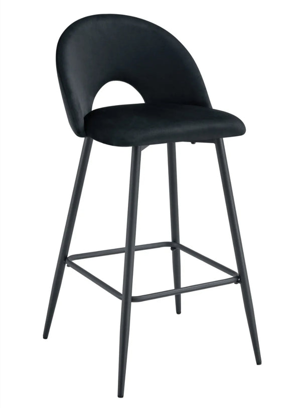 Tabouret de Bar Teddy Pied Metal Noir Velours
