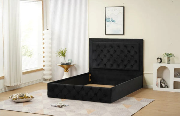 Cadre de Lit Roma 160x200 CM Velours Noir Vendu Sans Sommier