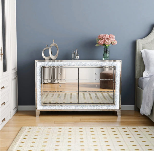 Commode Miroir Et Led 120x40x80 CM