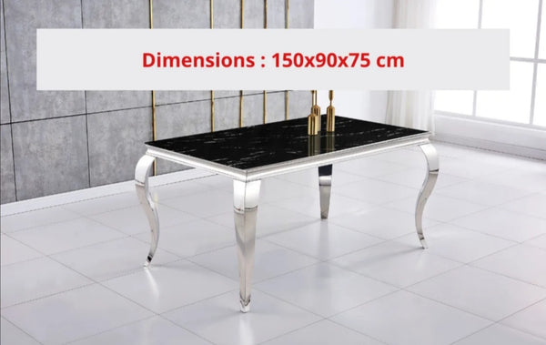 Table Repas Baroque Pied Chrome 150x90x75