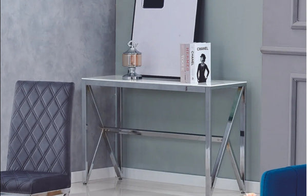 Console Majestique Chrome Marbre Blanc 120x40x78 CM