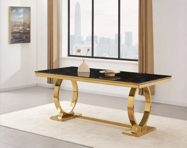 Table Repas Omega Pied Gold 180x90 CM