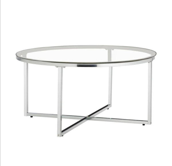 Table Basse Lorie Pied Chrome Transparent 90 CM