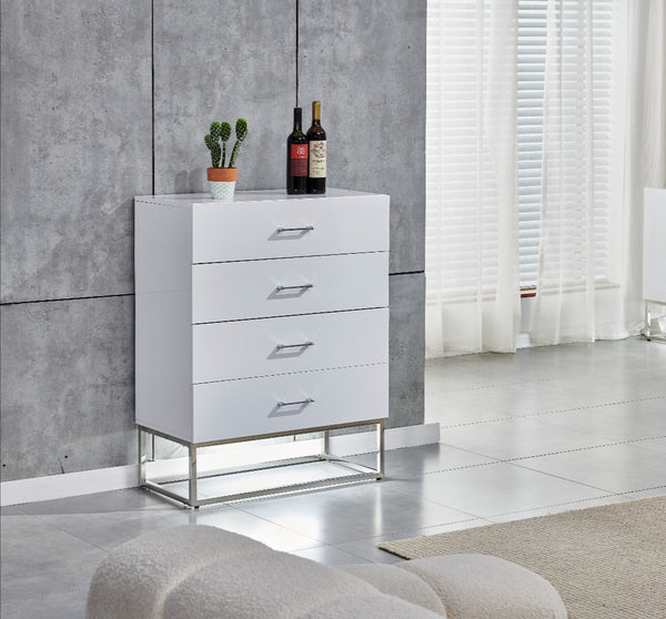 Commode Alya Laqué Pied Argent