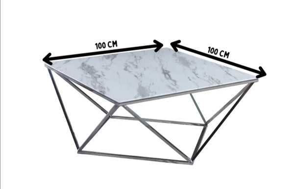 Table basse Alina Chrome Marbre Blanc 100x100x45 CM