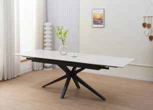 Table Extensible Tonia Pied Metal Noir Ceramique 160/240x90x76 CM