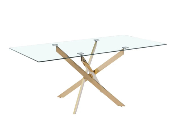 Table Rectangulaire Jessica Gold Transparent 180x90x75 CM