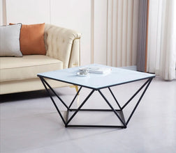 Table basse Alina Pied Metal Noir Verre 80x80x45 CM