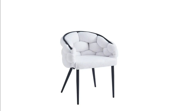 Chaise Ballon Pied Metal Noir Doudou Blanc