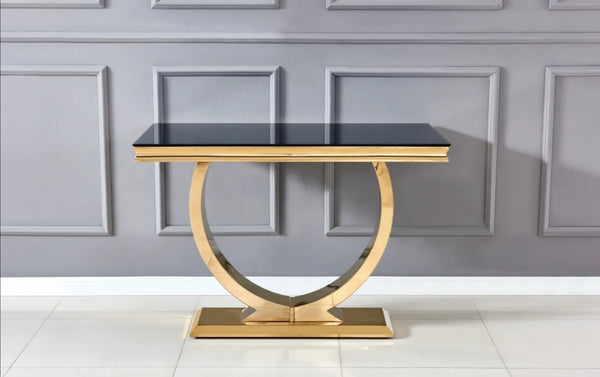 Console Omega Gold Verre Noir 120x40x78 CM