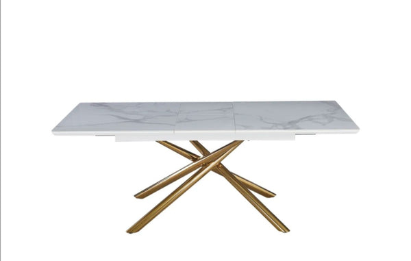 Table Extensible a Rallonge Zephir Pied Gold Ceramique 160/200