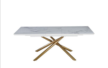 Table Extensible a Rallonge Zephir Pied Gold Ceramique 160/200